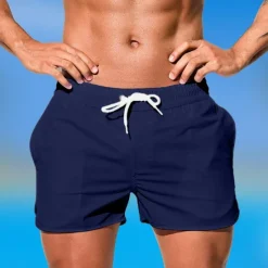 Online OUKU Men's Board Shorts Swim Shorts Swim Trunks Drawstring Elastic Waist Plain Comfort Quick Dry Short Holiday Beach Weekend Fashion Casual Black White Micro-elastic