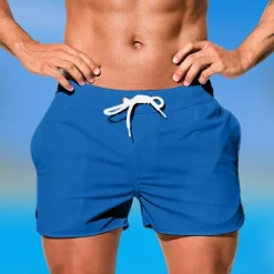 Online OUKU Men's Board Shorts Swim Shorts Swim Trunks Drawstring Elastic Waist Plain Comfort Quick Dry Short Holiday Beach Weekend Fashion Casual Black White Micro-elastic