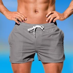 Online OUKU Men's Board Shorts Swim Shorts Swim Trunks Drawstring Elastic Waist Plain Comfort Quick Dry Short Holiday Beach Weekend Fashion Casual Black White Micro-elastic