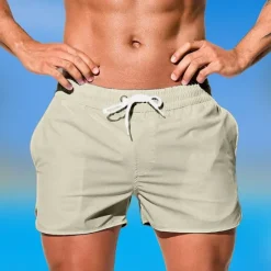Online OUKU Men's Board Shorts Swim Shorts Swim Trunks Drawstring Elastic Waist Plain Comfort Quick Dry Short Holiday Beach Weekend Fashion Casual Black White Micro-elastic