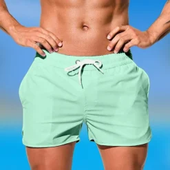 Online OUKU Men's Board Shorts Swim Shorts Swim Trunks Drawstring Elastic Waist Plain Comfort Quick Dry Short Holiday Beach Weekend Fashion Casual Black White Micro-elastic