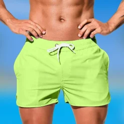 Online OUKU Men's Board Shorts Swim Shorts Swim Trunks Drawstring Elastic Waist Plain Comfort Quick Dry Short Holiday Beach Weekend Fashion Casual Black White Micro-elastic
