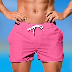Online OUKU Men's Board Shorts Swim Shorts Swim Trunks Drawstring Elastic Waist Plain Comfort Quick Dry Short Holiday Beach Weekend Fashion Casual Black White Micro-elastic