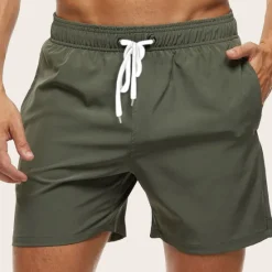 New OUKU Men's Board Shorts Swim Shorts Swim Trunks Summer Shorts Beach Shorts Pocket Drawstring with Mesh lining Plain Quick Dry Outdoor Holiday Going out Hawaiian Boho Gray Green Black