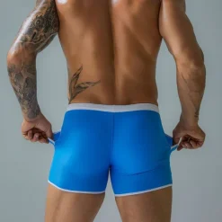 Sale OUKU Men's Board Shorts Swim Shorts Swim Trunks Patchwork Drawstring Elastic Waist Color Block Comfort Quick Dry Short Holiday Beach Weekend Fashion Casual Lake blue Black Micro-elastic