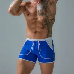 Sale OUKU Men's Board Shorts Swim Shorts Swim Trunks Patchwork Drawstring Elastic Waist Color Block Comfort Quick Dry Short Holiday Beach Weekend Fashion Casual Lake blue Black Micro-elastic