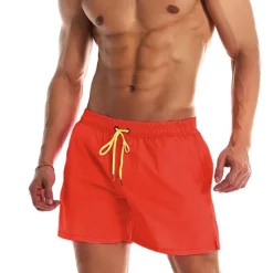 Best OUKU Men's Board Shorts Swim Shorts Swim Trunks Summer Shorts Beach Shorts Drawstring Elastic Waist Plain Quick Dry Short Daily Holiday Hawaiian Boho Black Yellow Micro-elastic