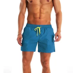 Best OUKU Men's Board Shorts Swim Shorts Swim Trunks Summer Shorts Beach Shorts Drawstring Elastic Waist Plain Quick Dry Short Daily Holiday Hawaiian Boho Black Yellow Micro-elastic