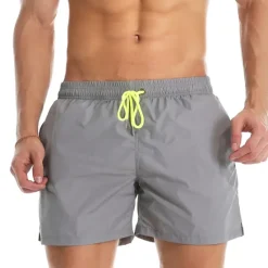 Best OUKU Men's Board Shorts Swim Shorts Swim Trunks Summer Shorts Beach Shorts Drawstring Elastic Waist Plain Quick Dry Short Daily Holiday Hawaiian Boho Black Yellow Micro-elastic