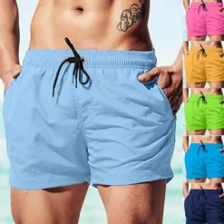 Best OUKU Men's Board Shorts Swim Shorts Swim Trunks Drawstring Elastic Waist Plain Comfort Quick Dry Short Holiday Beach Weekend Fashion Casual Watermelon Red Grass Green Micro-elastic