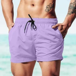 Best OUKU Men's Board Shorts Swim Shorts Swim Trunks Drawstring Elastic Waist Plain Comfort Quick Dry Short Holiday Beach Weekend Fashion Casual Watermelon Red Grass Green Micro-elastic
