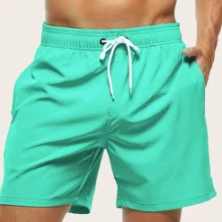 Discount OUKU Men's Board Shorts Swim Shorts Swim Trunks Beach Shorts Drawstring with Mesh lining Elastic Waist Plain Breathable Soft Short Casual Daily Holiday Streetwear Hawaiian Black Green Black Micro-elastic