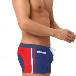 Hot OUKU Men's Board Shorts Swim Shorts Swim Trunks Patchwork Drawstring Elastic Waist Color Block Comfort Quick Dry Short Holiday Beach Weekend Fashion Casual Red Micro-elastic Black