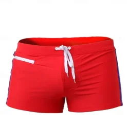 Hot OUKU Men's Board Shorts Swim Shorts Swim Trunks Patchwork Drawstring Elastic Waist Color Block Comfort Quick Dry Short Holiday Beach Weekend Fashion Casual Red Micro-elastic Black