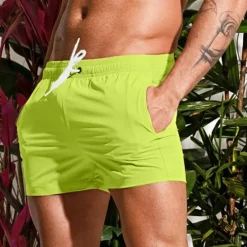 New OUKU Men's Board Shorts Swim Shorts Swim Trunks Drawstring Elastic Waist Plain Comfort Quick Dry Short Holiday Beach Weekend Fashion Casual Black White Micro-elastic