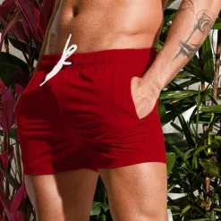 New OUKU Men's Board Shorts Swim Shorts Swim Trunks Drawstring Elastic Waist Plain Comfort Quick Dry Short Holiday Beach Weekend Fashion Casual Black White Micro-elastic