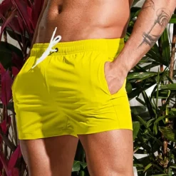 New OUKU Men's Board Shorts Swim Shorts Swim Trunks Drawstring Elastic Waist Plain Comfort Quick Dry Short Holiday Beach Weekend Fashion Casual Black White Micro-elastic