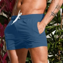 New OUKU Men's Board Shorts Swim Shorts Swim Trunks Drawstring Elastic Waist Plain Comfort Quick Dry Short Holiday Beach Weekend Fashion Casual Black White Micro-elastic