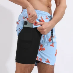 Discount OUKU Men's Board Shorts Swim Shorts Swim Trunks Surfing Casual Holiday Beach Quick Dry Drawstring With Compression Liner Gradient Hawaiian Boho Activewear 1 5