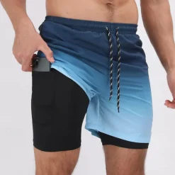 Clearance OUKU Men's Board Shorts Swim Shorts Swim Trunks Daily Beach Breathable Quick Dry Drawstring Drawstring Elastic Waist Liner Color Block Short Sport Casual Activewear Black Blue Micro-elastic