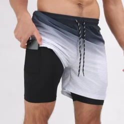 Clearance OUKU Men's Board Shorts Swim Shorts Swim Trunks Daily Beach Breathable Quick Dry Drawstring Drawstring Elastic Waist Liner Color Block Short Sport Casual Activewear Black Blue Micro-elastic