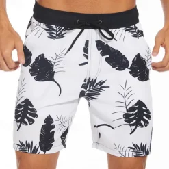 New OUKU Men's Board Shorts Swim Shorts Swim Trunks Drawstring Elastic Waist Coconut Tree Graphic Prints Comfort Quick Dry Short Holiday Beach Weekend Fashion Casual Black Blue Micro-elastic