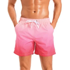 Discount OUKU Men's Board Shorts Swim Shorts Swim Trunks Drawstring with Mesh lining Elastic Waist Gradient Quick Dry Short Casual Daily Holiday Hawaiian Boho Black Pink Micro-elastic