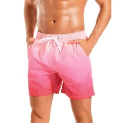 Discount OUKU Men's Board Shorts Swim Shorts Swim Trunks Drawstring with Mesh lining Elastic Waist Gradient Quick Dry Short Casual Daily Holiday Hawaiian Boho Black Pink Micro-elastic