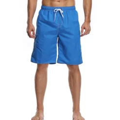 Outlet OUKU Men's Board Shorts Swim Trunks Going out Weekend Breathable Quick Dry Drawstring Elastic Waist with Pockets Plain Knee Length Gymnatics Casual Activewear Lake blue Black
