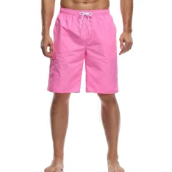 Outlet OUKU Men's Board Shorts Swim Trunks Going out Weekend Breathable Quick Dry Drawstring Elastic Waist with Pockets Plain Knee Length Gymnatics Casual Activewear Lake blue Black