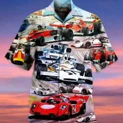Hot OUKU Men's Boardmasters Music Notes Shirt Summer Hawaiian Shirt Button Up Shirt Short Sleeve Sports Fashion Streetwear Casual Hawaiian Holiday Summer Spring Cuban Collar Print Button-Down Wine Apricot