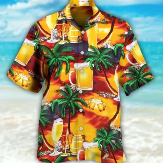 Clearance OUKU Men's Boat Seascape Pattern Shirt Summer Hawaiian Shirt Aloha Shirt Short Sleeve Shirt Cuban Collar Tropical Fashion Streetwear Casual Hawaiian Holiday Black White Yellow S M L