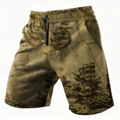 Discount OUKU Men's Boat Shorts Summer Shorts Casual Shorts Mid Waist Vintage Fashion Streetwear Casual Daily Holiday Pocket Drawstring Elastic Waist Designer Clothing Apparel Brown
