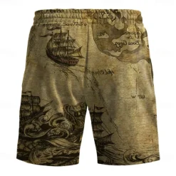 Discount OUKU Men's Boat Shorts Summer Shorts Casual Shorts Mid Waist Vintage Fashion Streetwear Casual Daily Holiday Pocket Drawstring Elastic Waist Designer Clothing Apparel Brown