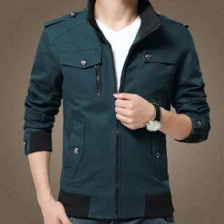 Discount OUKU Men's Bomber Jacket Cargo Jacket Military Jacket Daily Vacation Wearproof Pocket Fall & Winter Plain Fashion Classic Stand Collar Regular Black Red Green Khaki Dark Blue Jacket