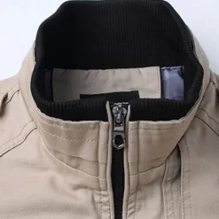 Discount OUKU Men's Bomber Jacket Cargo Jacket Military Jacket Daily Vacation Wearproof Pocket Fall & Winter Plain Fashion Classic Stand Collar Regular Black Red Green Khaki Dark Blue Jacket