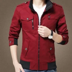 Discount OUKU Men's Bomber Jacket Cargo Jacket Military Jacket Daily Vacation Wearproof Pocket Fall & Winter Plain Fashion Classic Stand Collar Regular Black Red Green Khaki Dark Blue Jacket