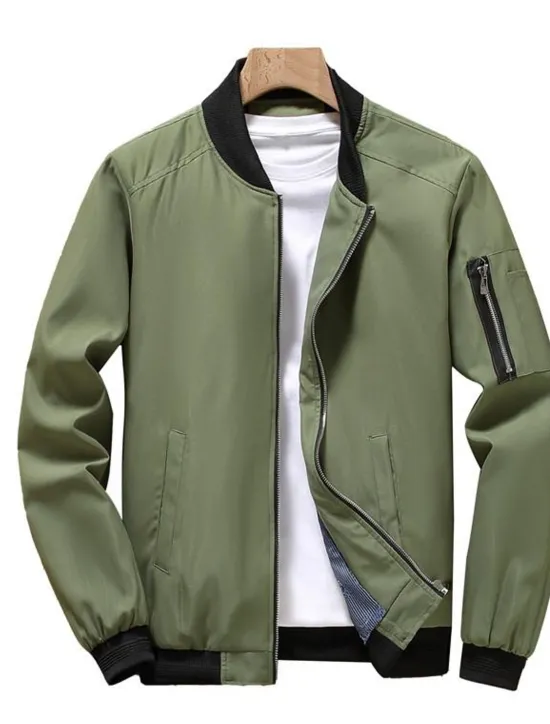 Best OUKU Men's Bomber Jacket Transition Jacket Sports Outdoor Windproof Classic Style All Seasons Solid Color Classic & Timeless Crewneck Regular Black Red Green khaki Dark Blue Jacket