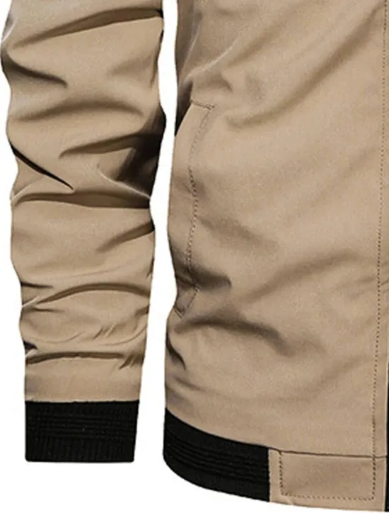 Best OUKU Men's Bomber Jacket Transition Jacket Sports Outdoor Windproof Classic Style All Seasons Solid Color Classic & Timeless Crewneck Regular Black Red Green khaki Dark Blue Jacket