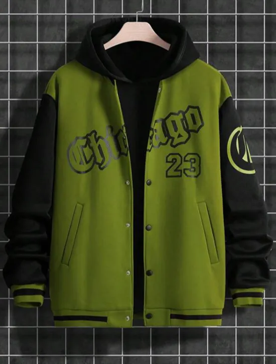 Best OUKU Men's Bomber Jacket Transition Jacket Varsity Jacket Outdoor Vacation Warm Buttons Pocket Fall Winter Color Block Fashion Streetwear Standing Collar Regular Apple Green Black Burgundy Brown Green