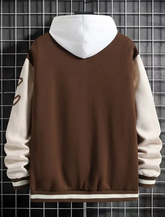 Best OUKU Men's Bomber Jacket Transition Jacket Varsity Jacket Outdoor Vacation Warm Buttons Pocket Fall Winter Color Block Fashion Streetwear Standing Collar Regular Apple Green Black Burgundy Brown Green