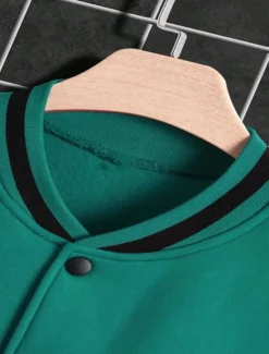 Best OUKU Men's Bomber Jacket Transition Jacket Varsity Jacket Outdoor Vacation Warm Buttons Pocket Fall Winter Color Block Fashion Streetwear Standing Collar Regular Apple Green Black Burgundy Brown Green