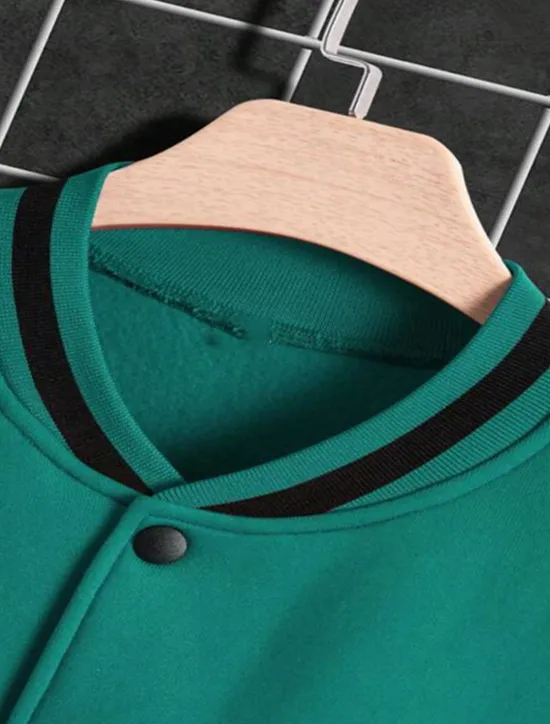 Best OUKU Men's Bomber Jacket Transition Jacket Varsity Jacket Outdoor Vacation Warm Buttons Pocket Fall Winter Color Block Fashion Streetwear Standing Collar Regular Apple Green Black Burgundy Brown Green