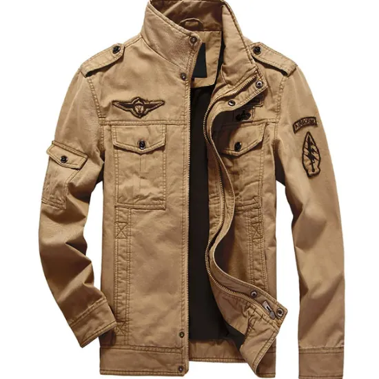 OUKU Men's Bomber Jacket Utility Jacket Transition Jacket Tactical Jacket Daily Weekend Winter Solid Colored Military Tactical Stand Collar Regular Cotton Black Army Green Khaki Jacket