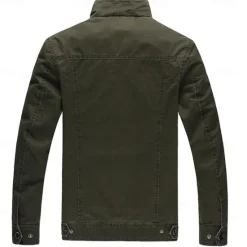 New OUKU Men's Bomber Jacket Varsity Jacket Tactical Jacket Casual Wearable Multi Pocket Spring Fall Winter Military Military Style Stand Collar Regular Cotton Black Khaki Army Green Jacket