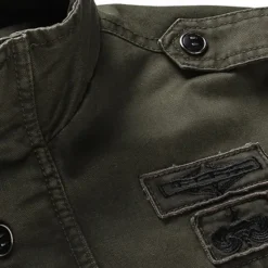 New OUKU Men's Bomber Jacket Varsity Jacket Tactical Jacket Casual Wearable Multi Pocket Spring Fall Winter Military Military Style Stand Collar Regular Cotton Black Khaki Army Green Jacket