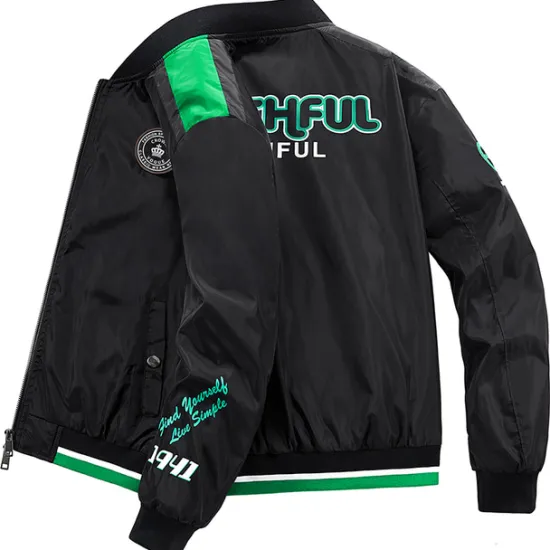 Best OUKU Men's Bomber Jacket Varsity Jacket Daily Wear Durable Basic Spring & Fall Spring & Summer British Leisure Crew Neck Regular Black White Jacket