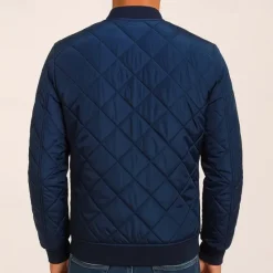 Best OUKU Men's Bomber Quilted Jacket Diamond Padded Jacket Winter Outdoor Chunky Varsity Flight Windproof Warm Trench Coat Top Quilted Seams Cotton Outwear Overcoat Full Zipper Camping Hiking Hunting Fishing
