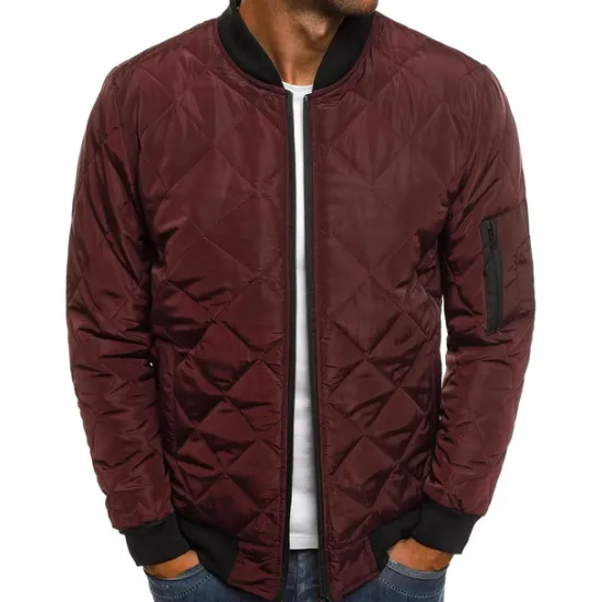Best OUKU Men's Bomber Quilted Jacket Diamond Padded Jacket Winter Outdoor Chunky Varsity Flight Windproof Warm Trench Coat Top Quilted Seams Cotton Outwear Overcoat Full Zipper Camping Hiking Hunting Fishing
