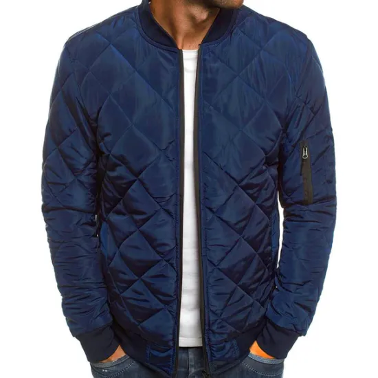 Best OUKU Men's Bomber Quilted Jacket Diamond Padded Jacket Winter Outdoor Chunky Varsity Flight Windproof Warm Trench Coat Top Quilted Seams Cotton Outwear Overcoat Full Zipper Camping Hiking Hunting Fishing